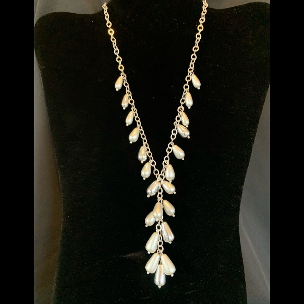 Silver-tone Necklace with Teardrop Accents